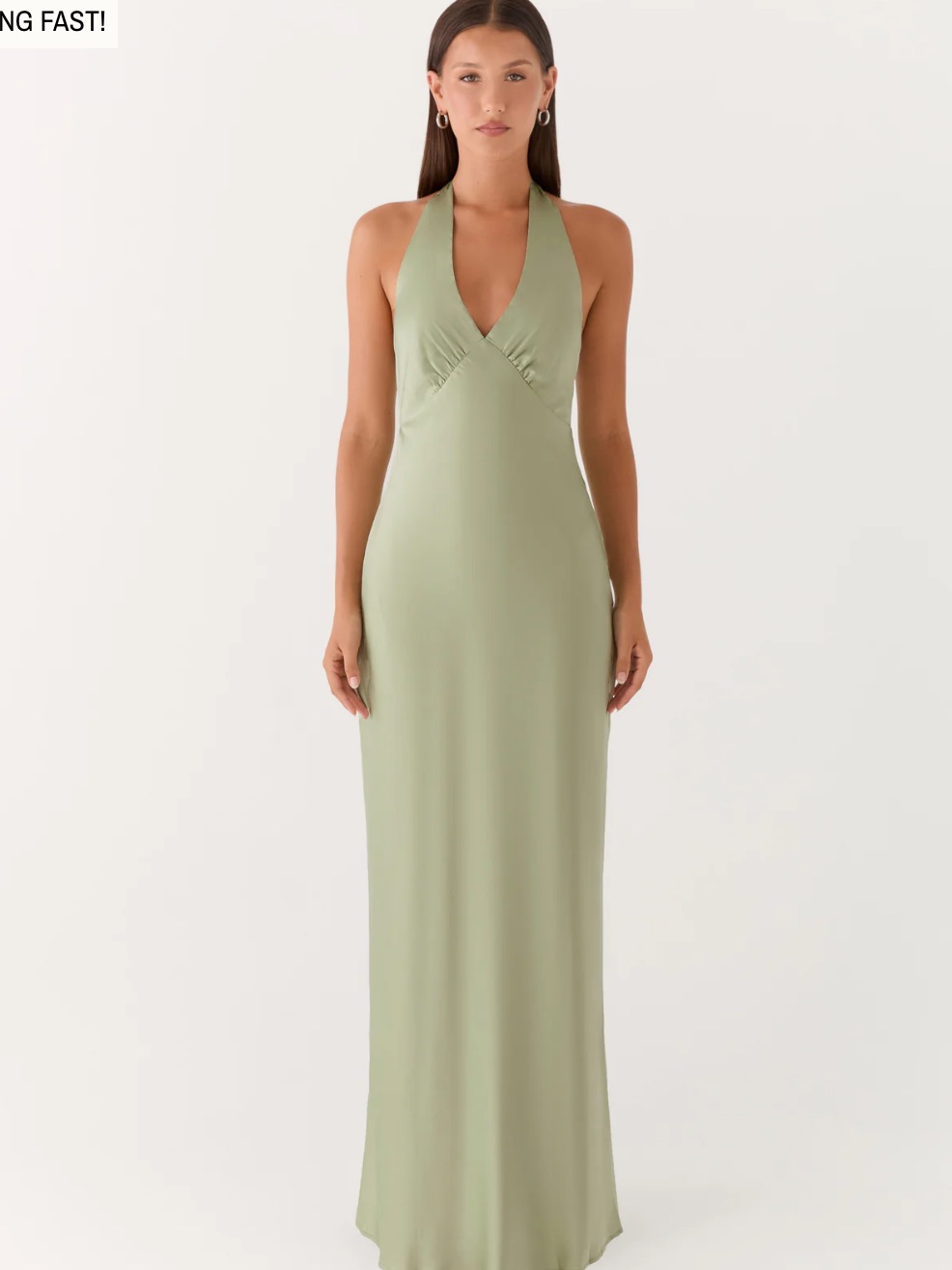Peppermayo Heavy Hearted Satin Maxi Dress - Sage